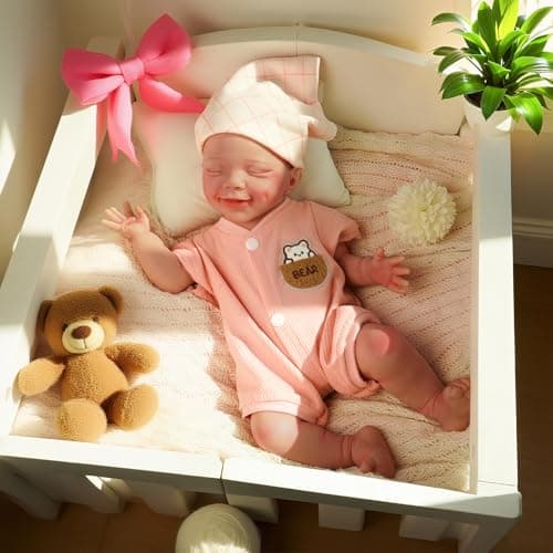 Zilasegy Full Silicone Baby Dolls1772 in Silicone Realistic Newborn Baby Doll Non Vinyl 11 Lifelike Reborn Sleeping Dolls EveNude