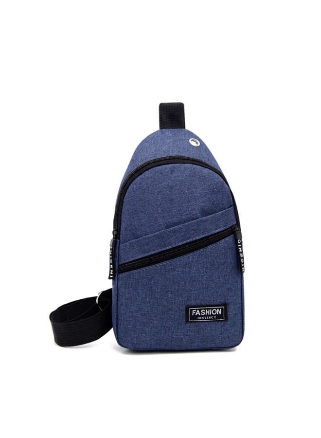 Fashion Chest Bag Men's Shoulder Bag Messenger Bag Men's Korean-style Chest Bag Trendy Shoulder Bag Men's Backpack-Color:Navy Blue
