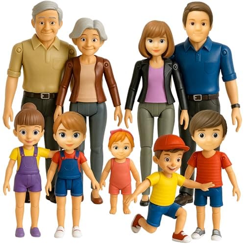 Dollhouse People Bendable Dollhouse Family Set 9 Poseable Figures Including Grandpa Grandma Mom Dad Sister Brother Cousins and a Baby Girl Perfect for Dollhouse Play and Imaginative Fun