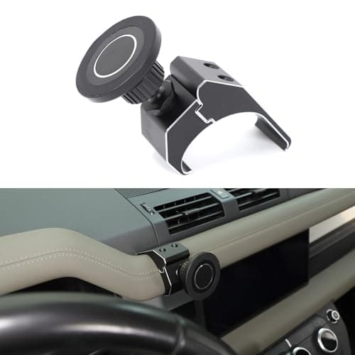 PIUGILH Magnetic Phone Holder Mount Compatible with Land Rover Defender 90 110 130 2020-2025 Interior Accessories, Aluminum Alloy 360° Center A/C Air Vent Cell Phone Holder Stand