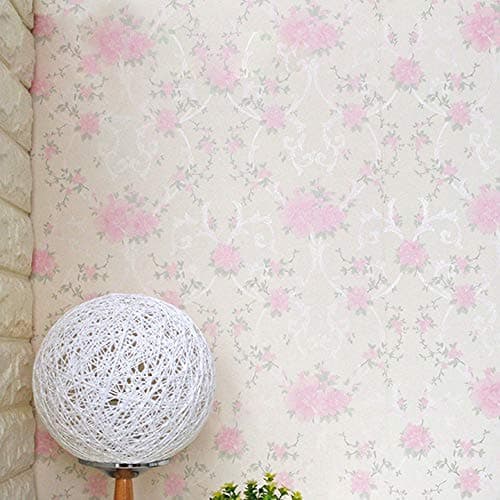 wolpin DIY Peony Pink Roses Wallpaper (45 x 1000 CM, White) | Flower Bouquet Self Adhesive Wall Sticker Roll | DIY PVC Wallpaper for Bedroom Living Room Décor | Easy Peel and Stick Decoration