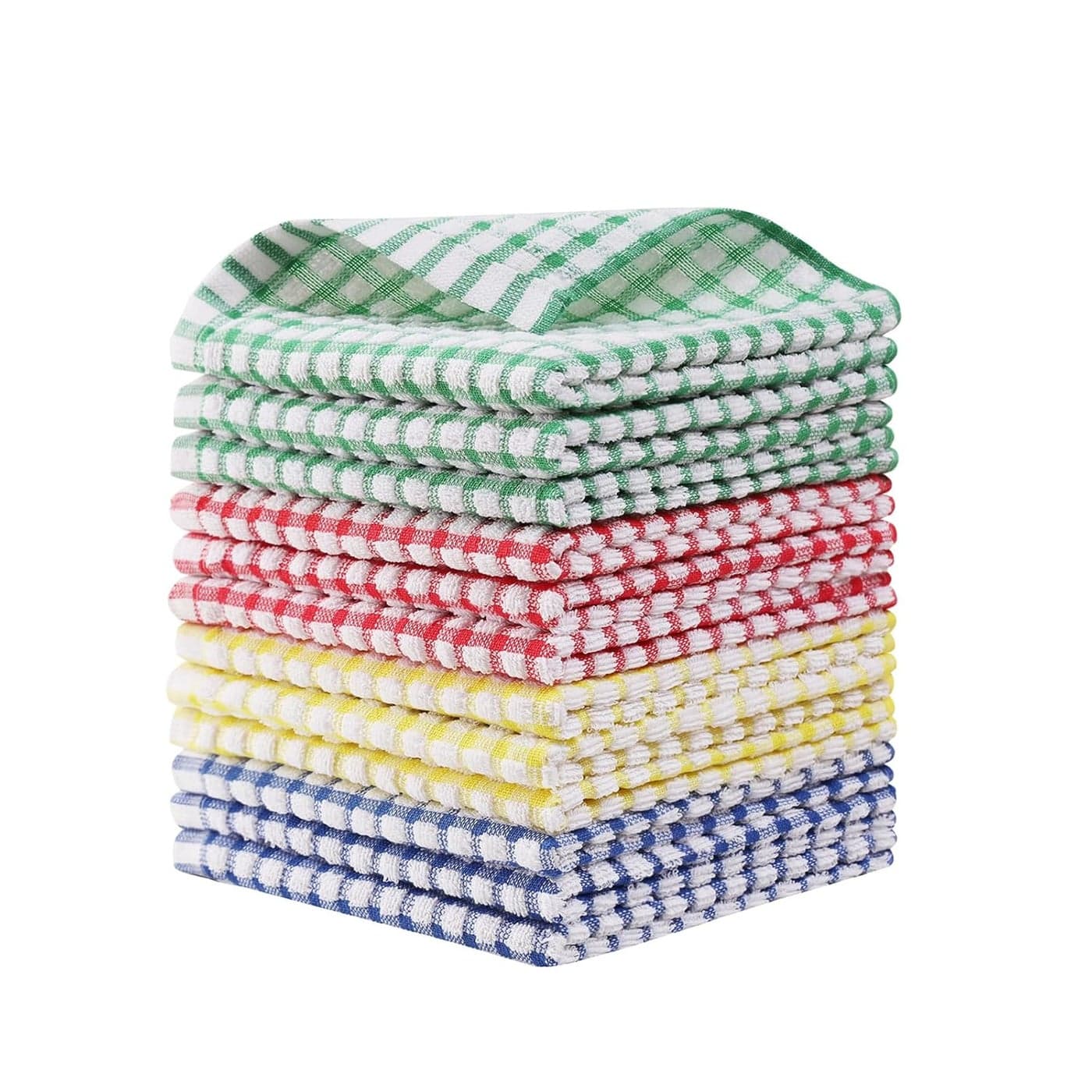 Egles Kitchen Dishcloths 12pcs 11x12 Inches Bulk Cotton Kitchen Dish Cloths Scrubbing Wash Cloths Sets Mix Color