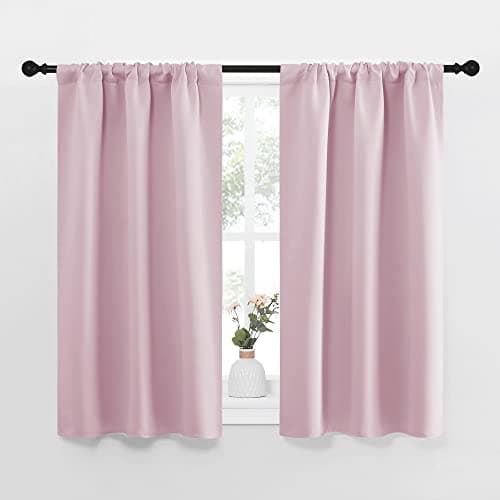 NICETOWN Kitchen Curtains Thermal Insulated Curtains Drapes Small Window Blackout Curtain Panels for Girls Room Lavender Pink 34 in x 45 in W x L 2 Panels