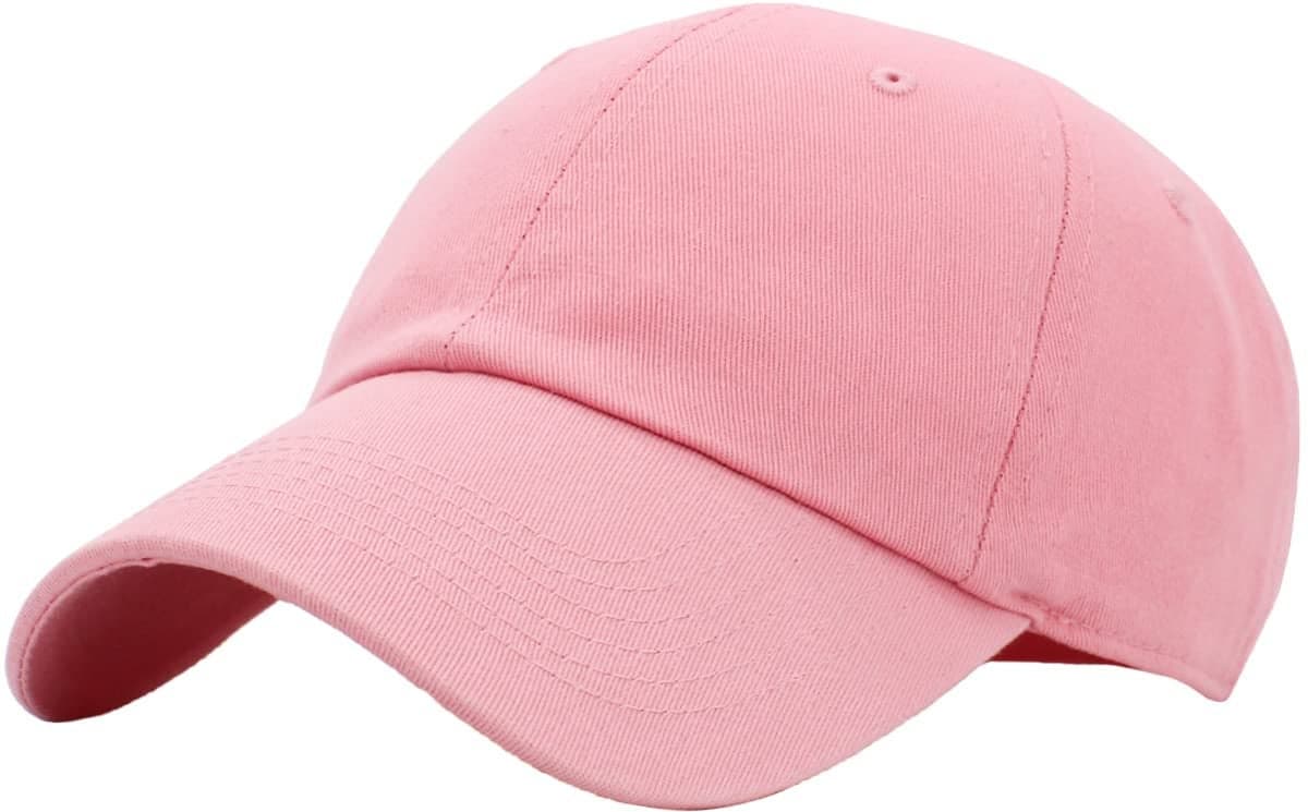 KB-LOW PNK Classic Cotton Dad Hat Adjustable Plain Cap. Polo Style Low Profile (Unstructured) (Classic) Pink Adjustable