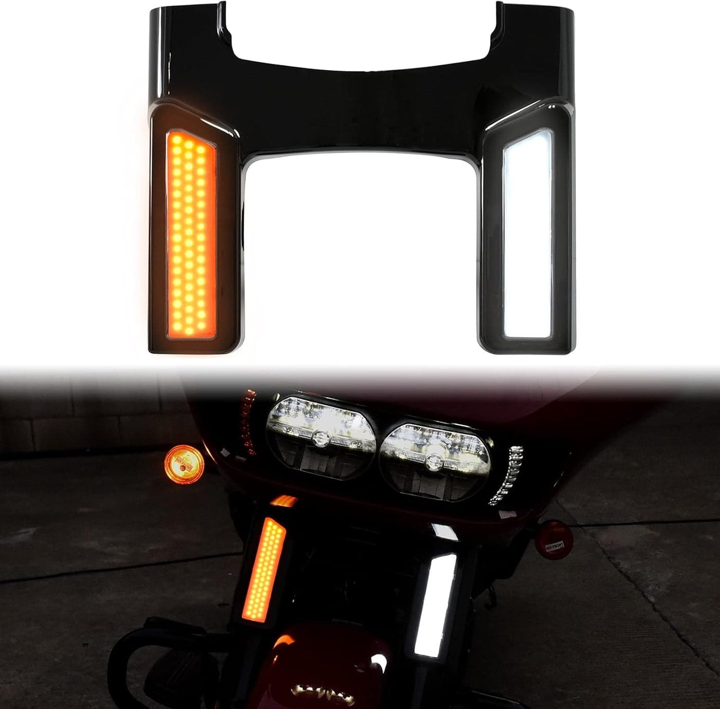 VEISUTOR Front Fork LED Turn Signal Lights for Harley Road Glide