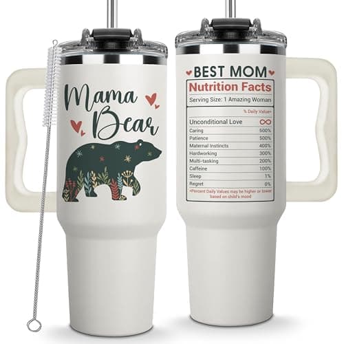 Vivulla68 Mama Bear Tumbler With Handle 40oz Mama Tumbler Mommy Gifts from Daughter Momma Gifts Mommy Coffee Mug Mom Cup Momma Bear Birthday Present Mothers Day Gift Tumblers