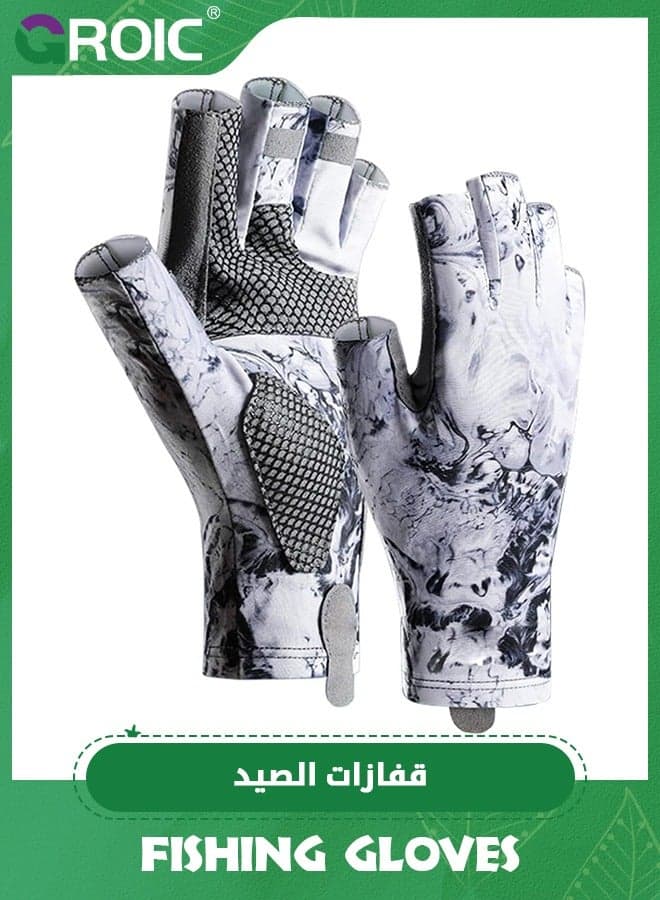 Sun Gloves UPF 50+ Fishing Gloves, Fingerless Sun Protection UV Protection Fishing Gloves Men/Women for Kayaking, Hiking, Paddling, Driving