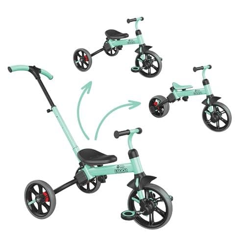Yvolution 3 in 1 Toddler Trike Y Velo Flippa Push Tricycle Toddler Balance Bike with Parent Steering Push Handle for Boys Girls 25 Years Old