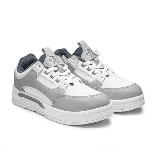 ASIAN Men NEXUS-02 Stylish Casual Mid Top Sneakers with Catchy Colours and Trendy Design with Laces for Men & Boys | Perfect for Wearing to Outings, and Comfortable All-Day Use, Stylish and Durable ( WHTLGRYDGR) -UK 9