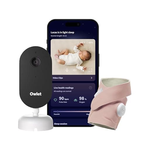 Owlet Dream Duo Gen 3 Smart Baby Monitor AllinOne Bundle 2K HD Video Baby Monitor with Alerts Owlet Dream Sock Tracks Babys Oxygen Heart Rate Sleep Health Insights via App Dusty Rose