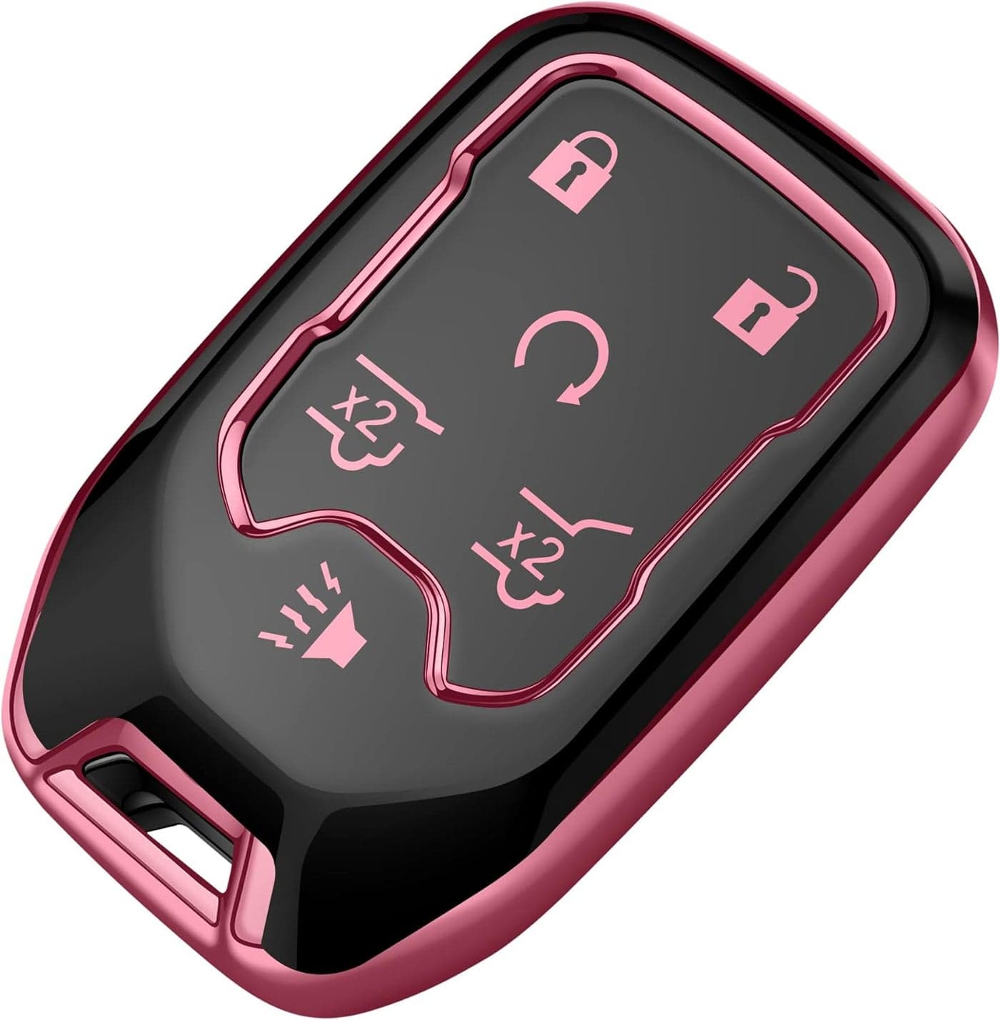 Tukellen Soft TPU Key Fob Cover for Chevy - Full Protection Case for 2017-2021 Chevrolet Models (Pink, 6 Button)