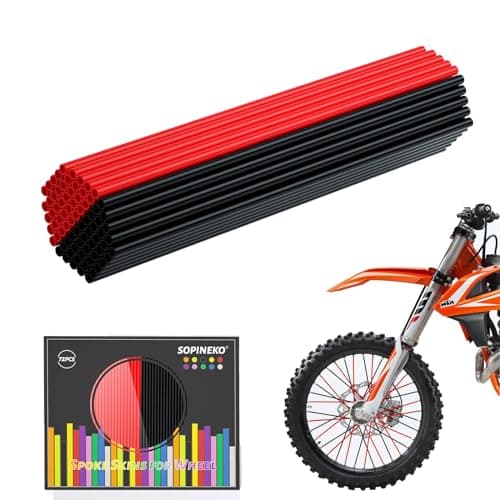 72Pcs Spoke Skins Covers Spoke Wraps Wheel Decoration for Motorcycle Bicycle Dirt Bike Wheelchair(Red & Black)