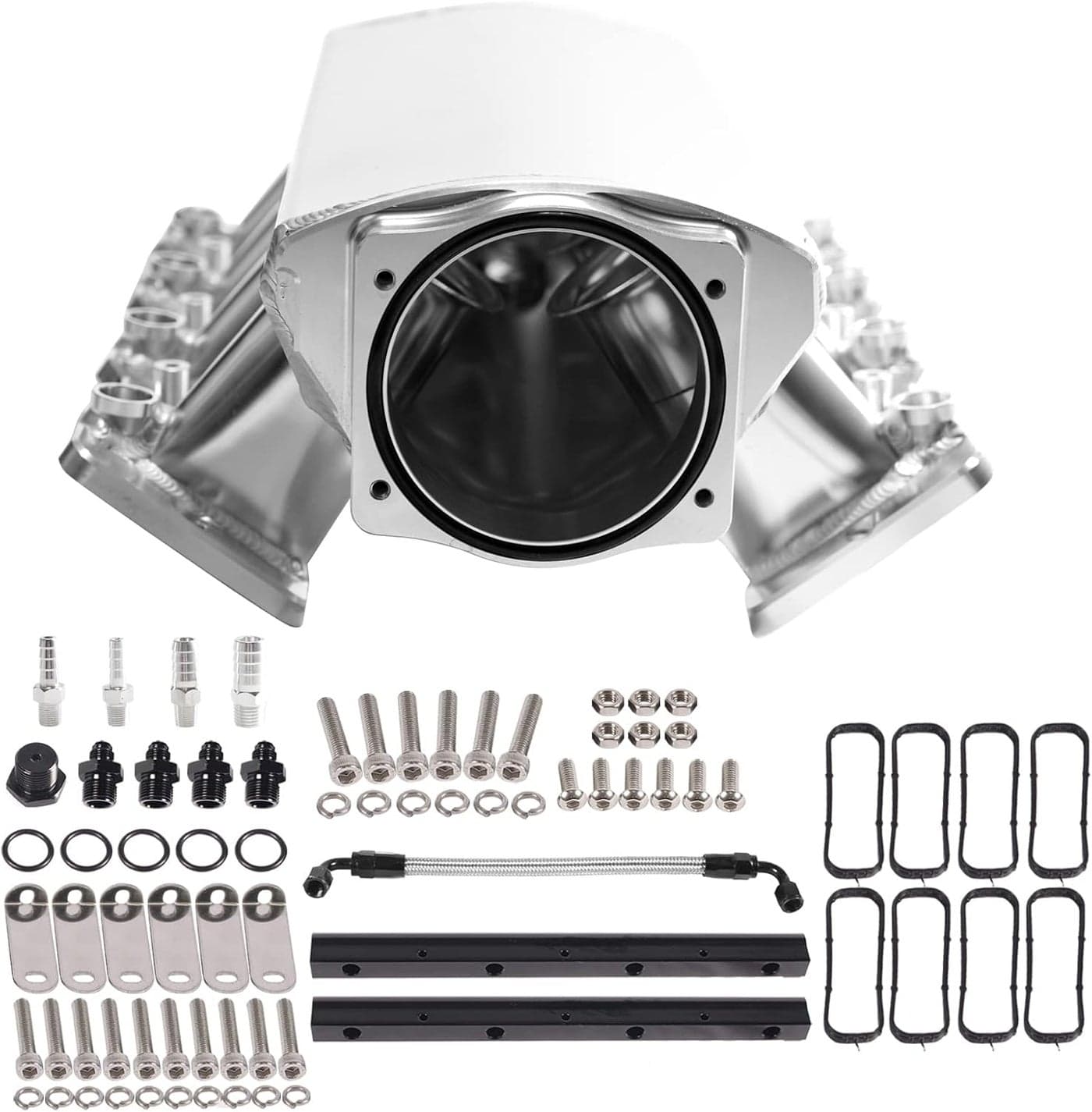 YIUIY LS1 LS2 LS6 Intake Manifold Cathedral Port 102mm for Chevy GMC Pontiac - Silver