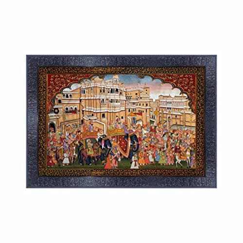 pnf Poster And Frames Rajasthani Miniature Painting Art Wooden Photo Frame With Acrylic Sheet | Living Room, Bedroom | Home Decoration | Best Gifting Option (10 * 14inch,Multicolour,Synthetic) 1066
