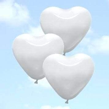 Masti Zone Pack of 50 White Heart Shape Balloons for Birthday ,Valentines Day, Wedding