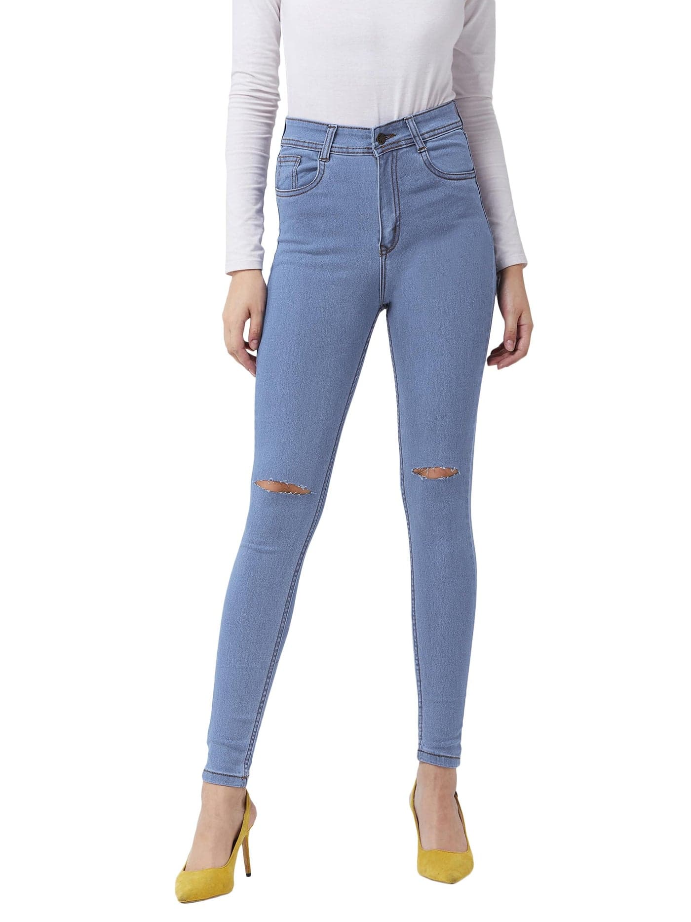 Miss Chase Women's Skinny Fit High Rise Regular Length Denim Jeans(MCSS19DEN08-63-115-28,Blue,28)