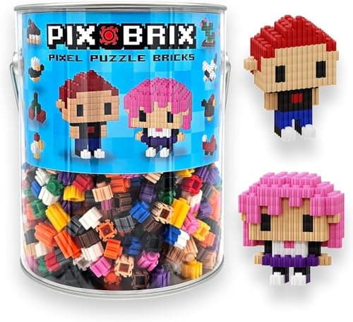 Pix Brix Pixel Art Puzzle Bricks Bucket 1500 Piece Pixel Art Kit with 12 Colors Dark Palette Interlocking Building Bricks 2D and 3D Builds Stem Toys Ages 6 Plus
