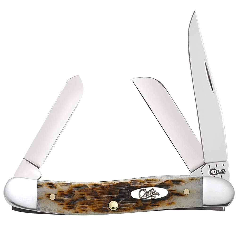 Case XX WR Pocket Knife Medium Stockman, Amber Bone Handle, Stainless Steel Blades, Length Closed: 3 5/8 Inches