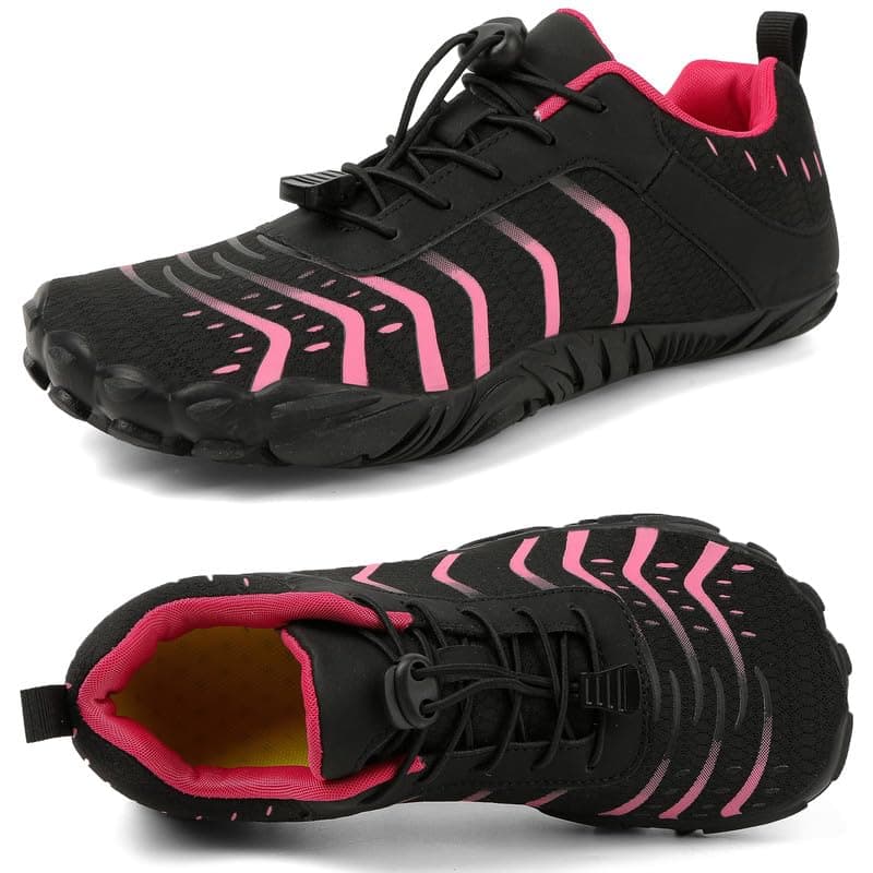 Barefoot Shoes Men Women Minimalist Shoes Zero Drop Workout Cross-Trainer Hiking Water Wide Toe Box Grounded Footwear Weightlifting Walking Black Rose