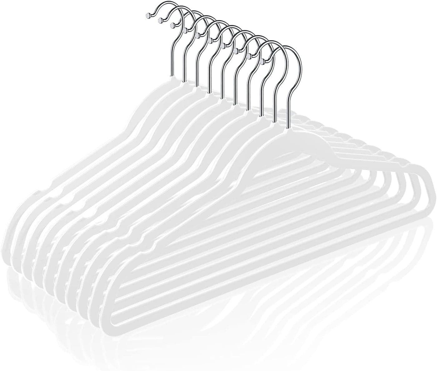 Golden Bird 20 Count Plastic Hangers Heavy Duty Dry Wet Clothes Hangers with Non-Slip Pads Space Saving Hanger Super Lightweight Organizer,White