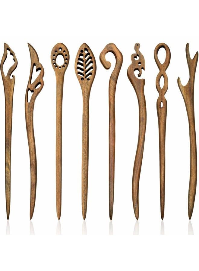 8 Pieces Wooden Hair Sticks Japanese Hair Chopstick for Women Bun Maker, Chinese Chopstick Hair Pins for Women Long Hair Handmade Chignon Maker Hair Accessories ()
