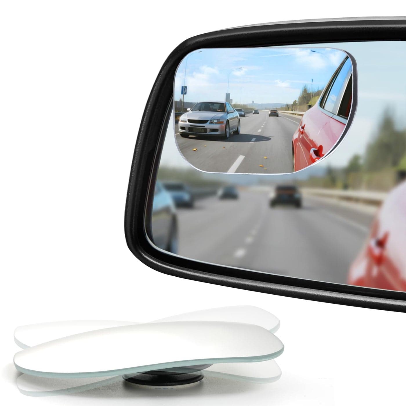 LivTee XLarge Blind Spot Mirror Rounded Rectangle HD Glass Frameless Convex Rear View Mirrors Exterior Accessories with Wide Angle Adjustable Stick for Car SUV and Trucks Pack of 2