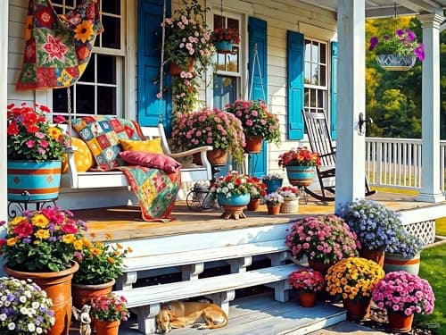 Springbok Front Porch 500 Piece Jigsaw Puzzle for Adults Colorful and Nostalgic Scene Unique Cut Pieces Made in USA