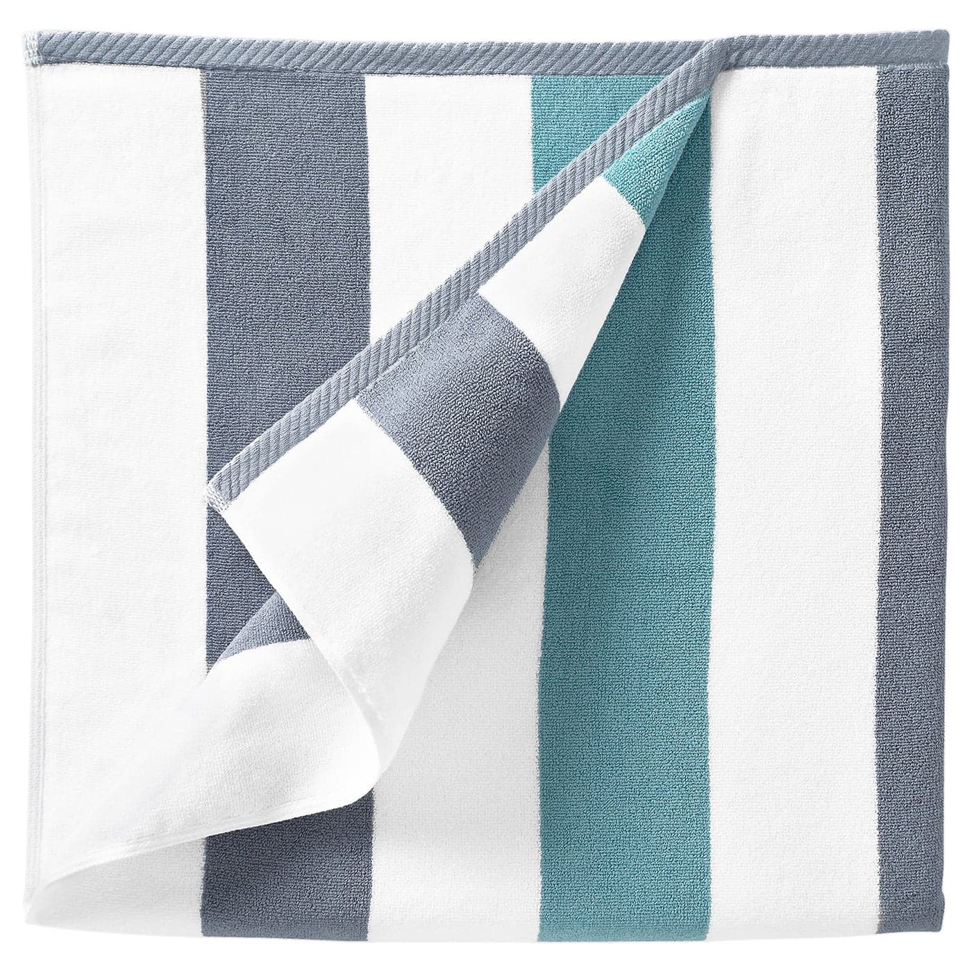 Laguna Beach Textile Co Striped Cabana Beach Towel Oversized Plush 630 GSM Cotton Stone Gray and Sea Glass Green