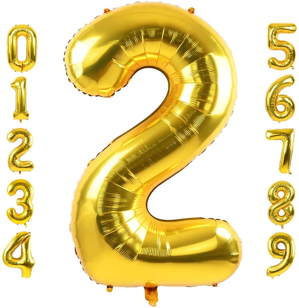 Wanna Party Numeric 2 Balloon P52 (Large, Gold)