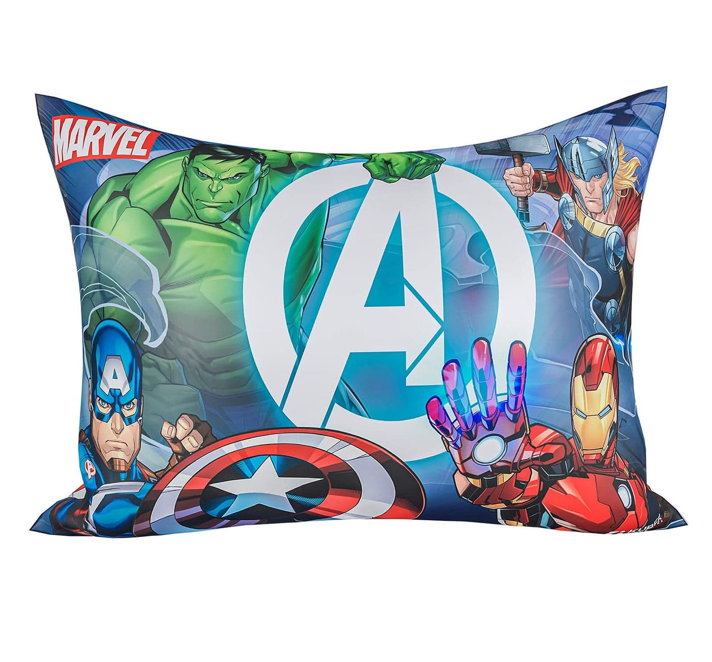 Kuber Industries Marvel Avengers Print Baby Pillow|Polyester Super Soft Kids Pillow for Sleeping & Travel12 x 18 Inch(Sky Blue)