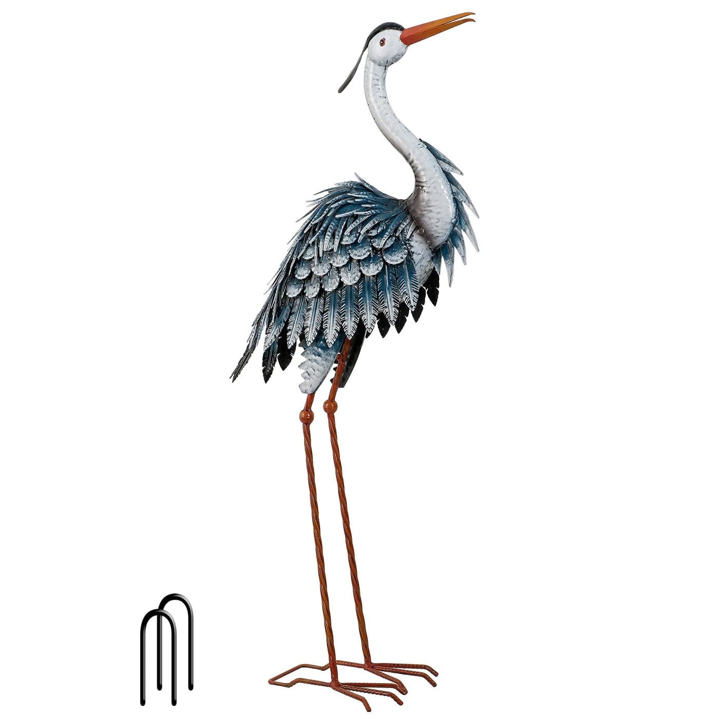 TERESAS COLLECTIONS Garden Decor Blue Heron Sculptures Statues Decor 338 Inch Coastal Metal Cranes Decoy for Outdoor Outside Yard Art Patio Pond Pool Lawn DecorationsHousewarming Gift