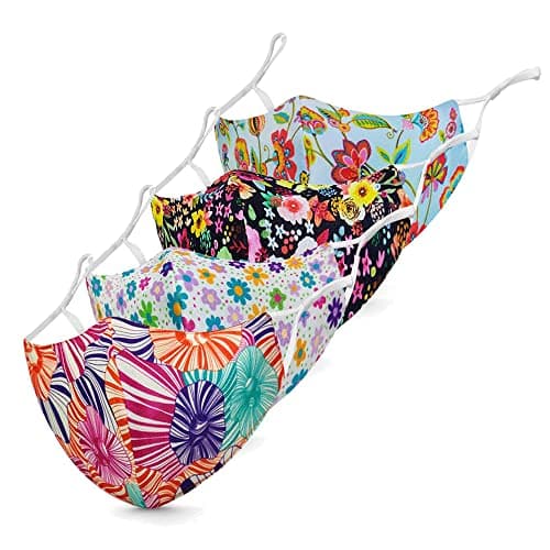 zebaya Digital Printed Fashion Mask for Ladies (pack of 4 pcs). Washable Skin Friendly Fabric. 3 layers of Protection
