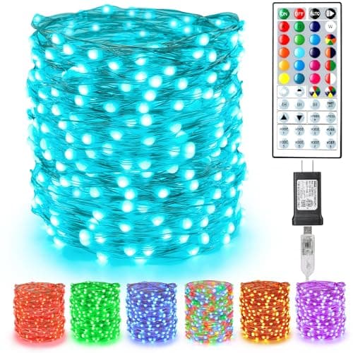 BrizLabs Color Changing Fairy Lights, 66ft 200 LED Rainbow Christmas Fairy Lights with Remote, RGB Xmas Tree Light with Timer, Dimmable Twinkle Light Music Sync for Indoor Xmas Halloween Easter Party