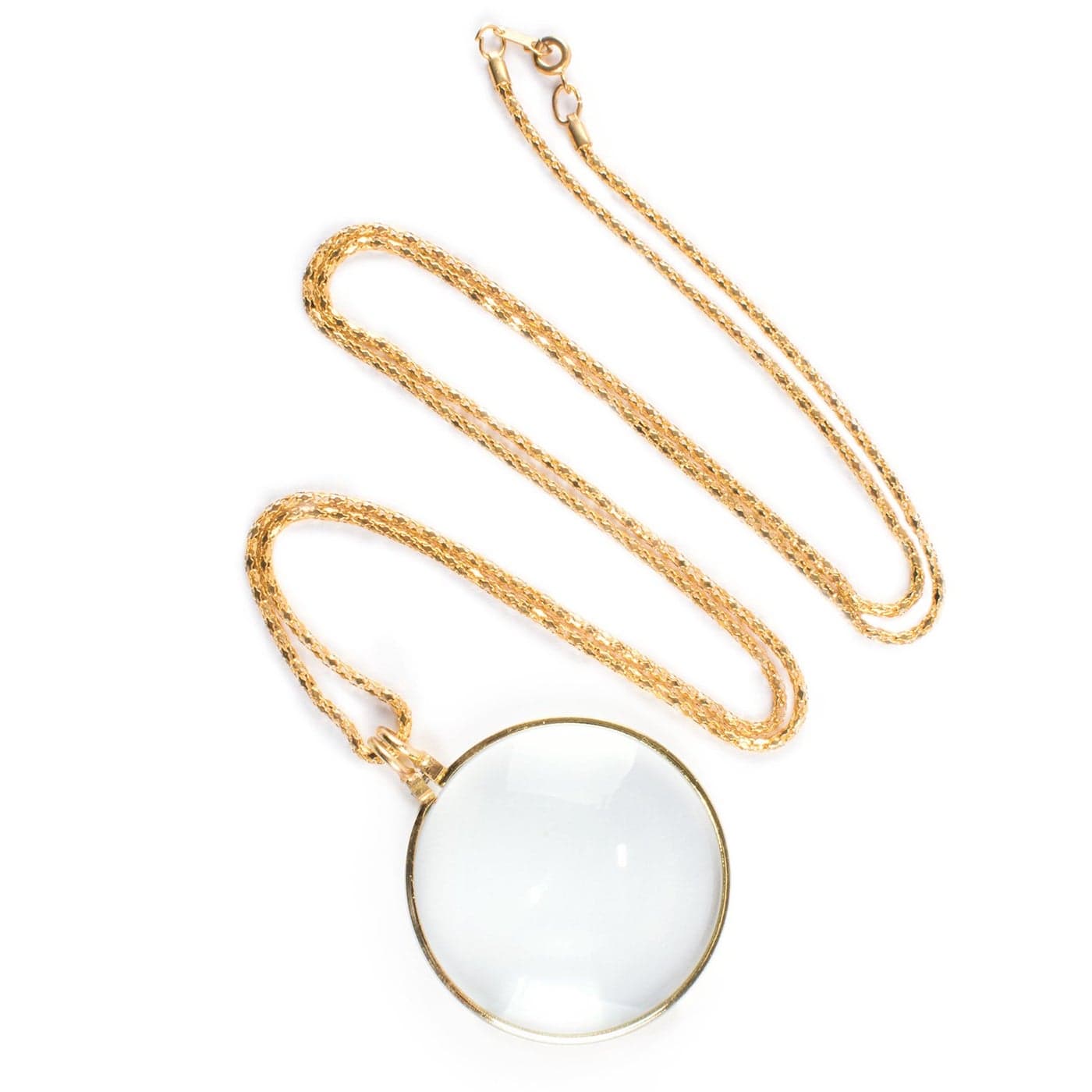 Super Z Outlet Necklace with 134 Inch Optical Magnifier Lens and 36Inch Gold Chain for Library Reading Fine Print Zooming Increase Vision Jewelry