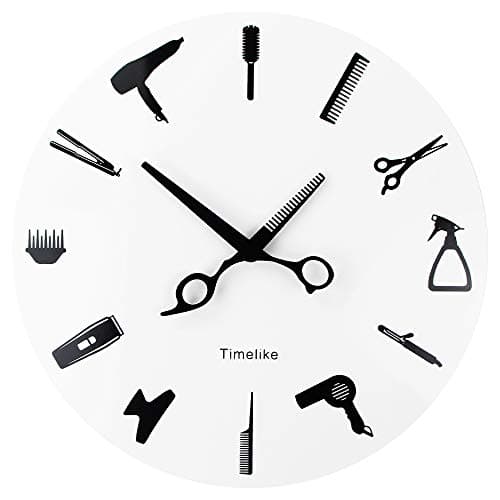 Timelike Barber Equiment Tools Wall Clock Modern Design Barber Shop Business Sign Wall Watch Beauty Hair Salon Clock Hairdresser Gift