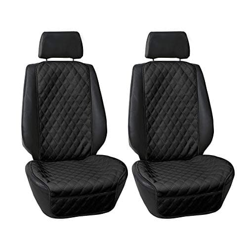 FH Group Car Seat Cover Cushion Neosupreme- 2 Pack Seat Covers for Cars Trucks SUV, Black Faux Leather Car Seat Cushions, Waterproof Car Seat Cover Cushion, Universal Fit Car Seat Protector