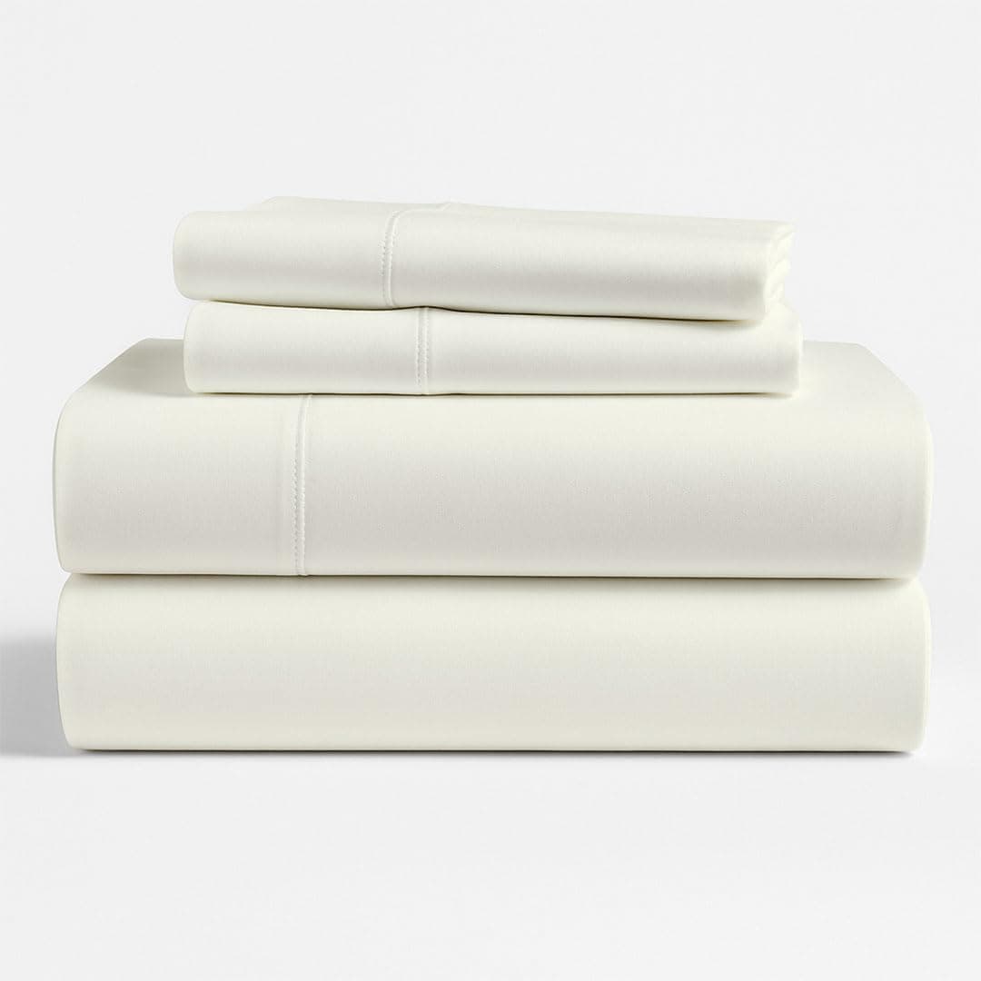 KRISHNA 4 Piece King Sheet Set 100 Giza Egyptian Cotton Ultra Soft Breathable Hotel Quality Bed Sheets Fits Up to 18 Deep Mattress Ivory Solid