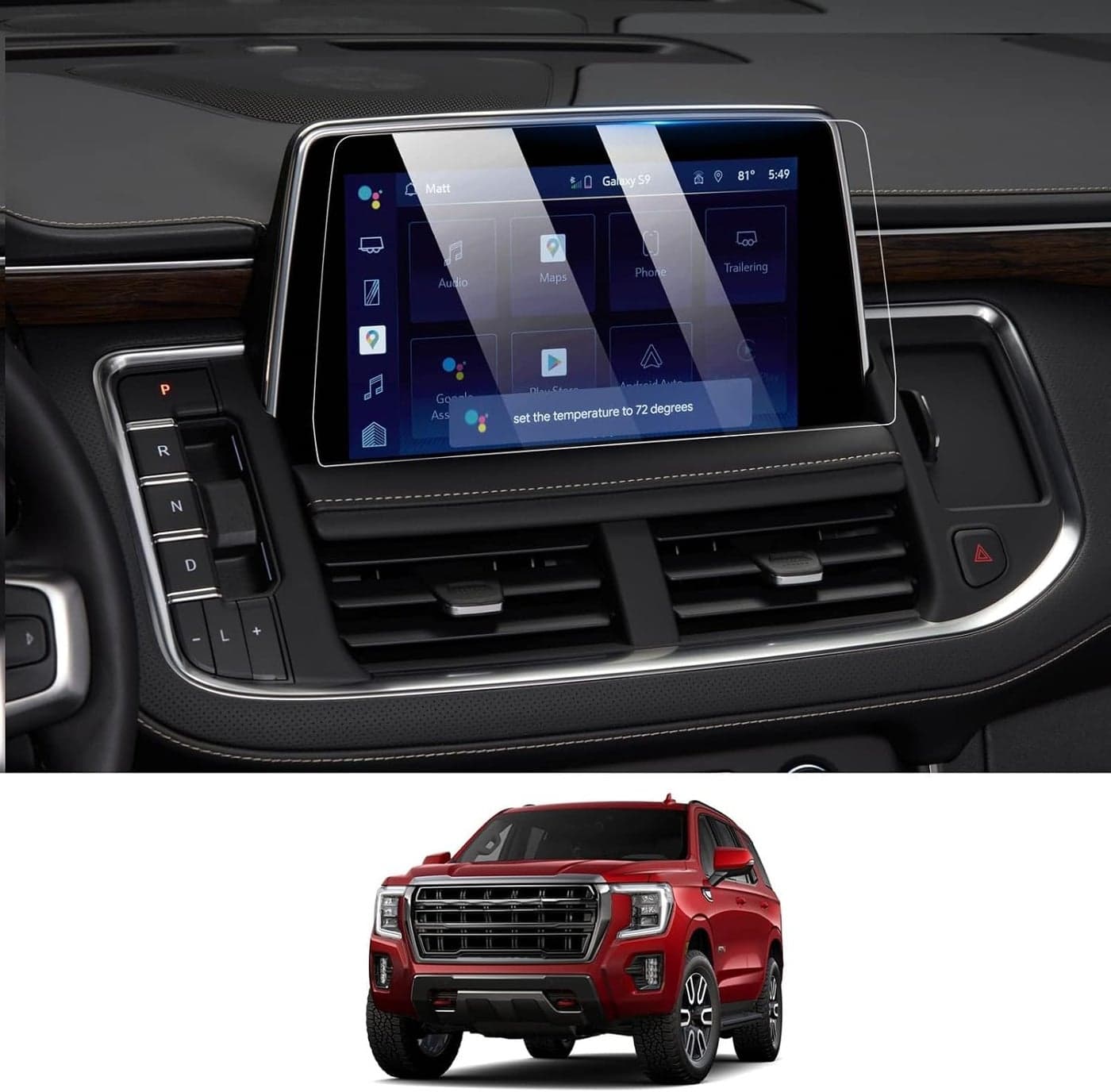 Moonlinks Tempered Glass Screen Protector for 2021-2024 Chevy Tahoe, Suburban, GMC Yukon - 10.2" Navigation Display