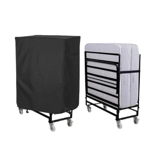 EDRAK Rollway Foldable Metal Single Bed Cover | Lockable Bed with 6inch Mattress Dustproof Cover | Drawstring Handle | (Black)