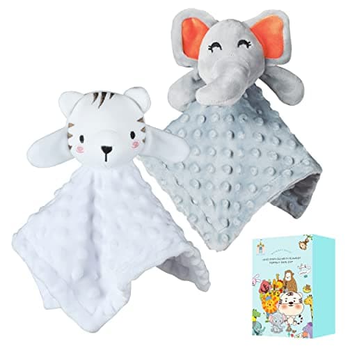 Cute Castle Security Blanket for Babies Gifts Soft Unisex Newborn Essentials for Boys and Girls Neutral Baby Stuff Snuggle Toy Baby Registry Search Shower Tiger Grey Elephant