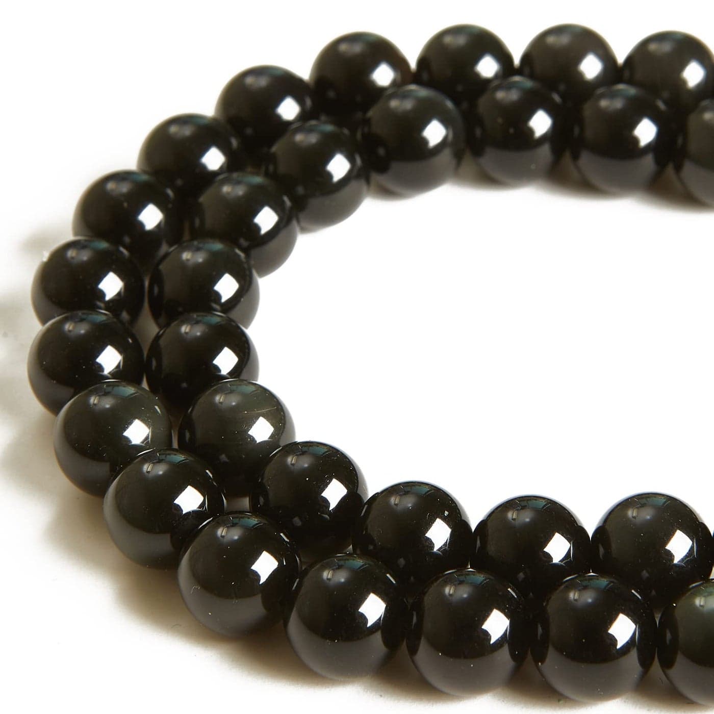 45pcs 8mm Black Obsidian Beads Natural Gemstone Beads Round Loose Beads for Jewelry Making
