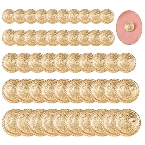 ElevateTech 50 Pc Metal Button Set Gold Blazer Buttons Sewing Vintage Brass Emblem Shank Buttons for Blazer Suits Sport Coat Uniform Jacket 125mm 15mm 18mm 21mm 25mm