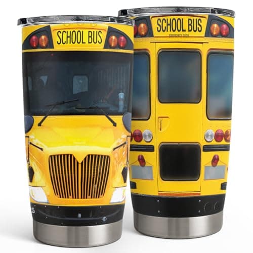 SANDJEST Bus Driver Tumbler School Bus 20 oz Stainless Steel Double Wall Vacuum Tumblers Coffee Travel Mug Thermal Cups Birthday Christmas Back To School Gifts for Men Women Friends Besties