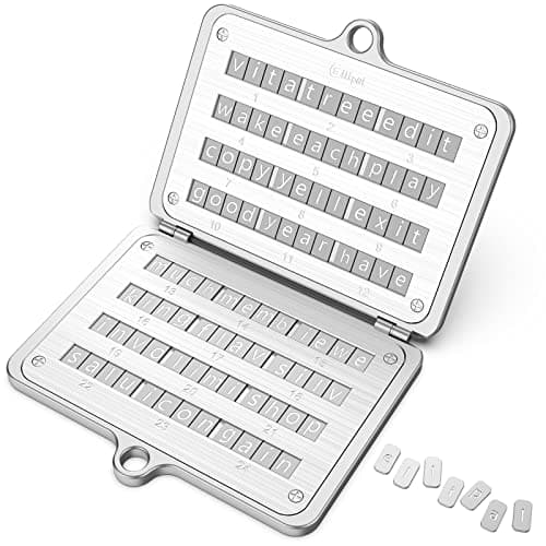 ELLIPAL Crypto Seed Phrase Backup, 316 Stainless Steel Metal Seed Phrase Storage with Lock Hole, 24 Words Backup, Compatible with BIP39 Hardware Wallets, Ledger, Trezor