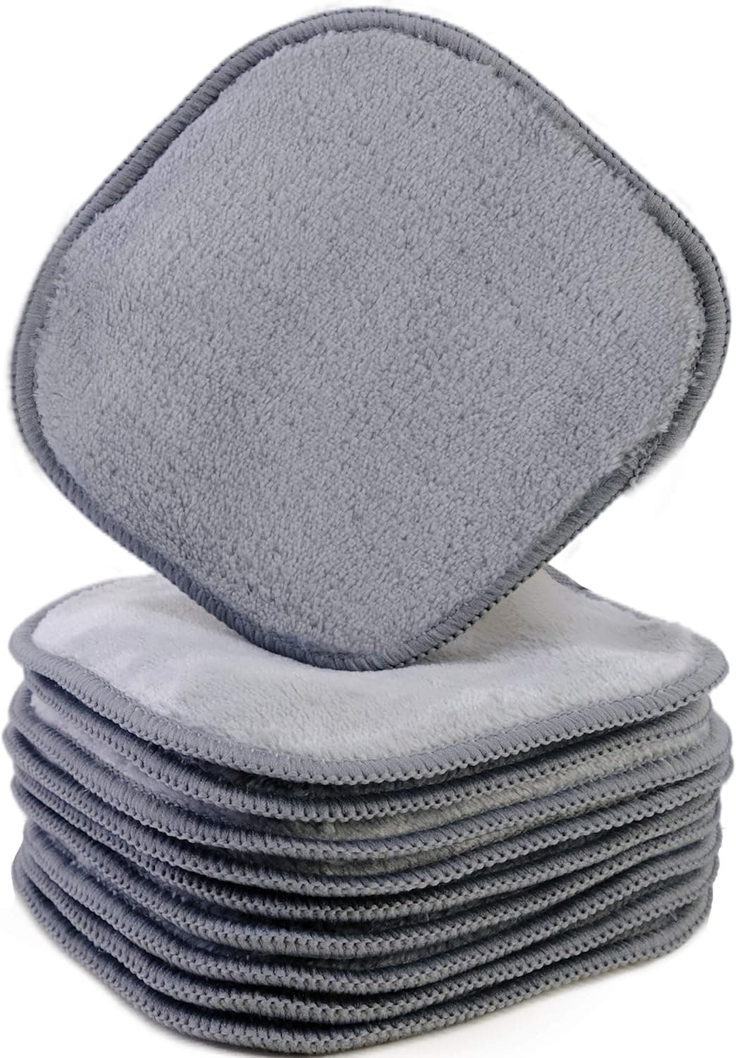 Polyte Premium Hypoallergenic Microfiber Fleece Makeup Remover and Facial Cleansing Cloth 5 x 5 in 10 Pack Gray
