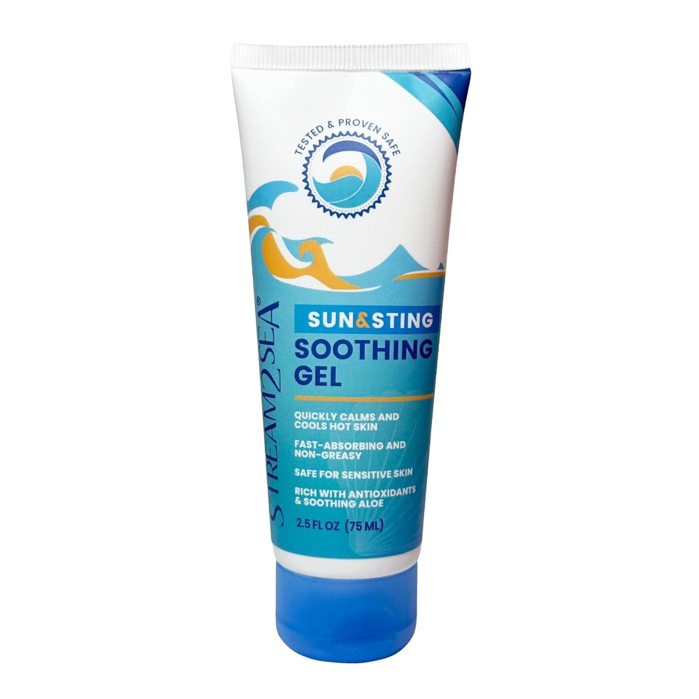 Stream2Sea Sun Sting Aloe Soothing Gel for Face Body Organic Aloe Vera Gel for Sunburn Relief Travel Size Aloe Vera Gel for Skin Natural After Sun Care Pure Aloe After Sun Gel 25 Fl oz