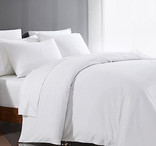 Egyptian Cotton Duvet Cover King Size 1000 Thread Count 1 Duvet Cover & 2 Pillow Shams Long Staple Quilt Silky Soft, Breathable With Zipper -3 Piece All Season Duvet Cover Set for Comforter (White)