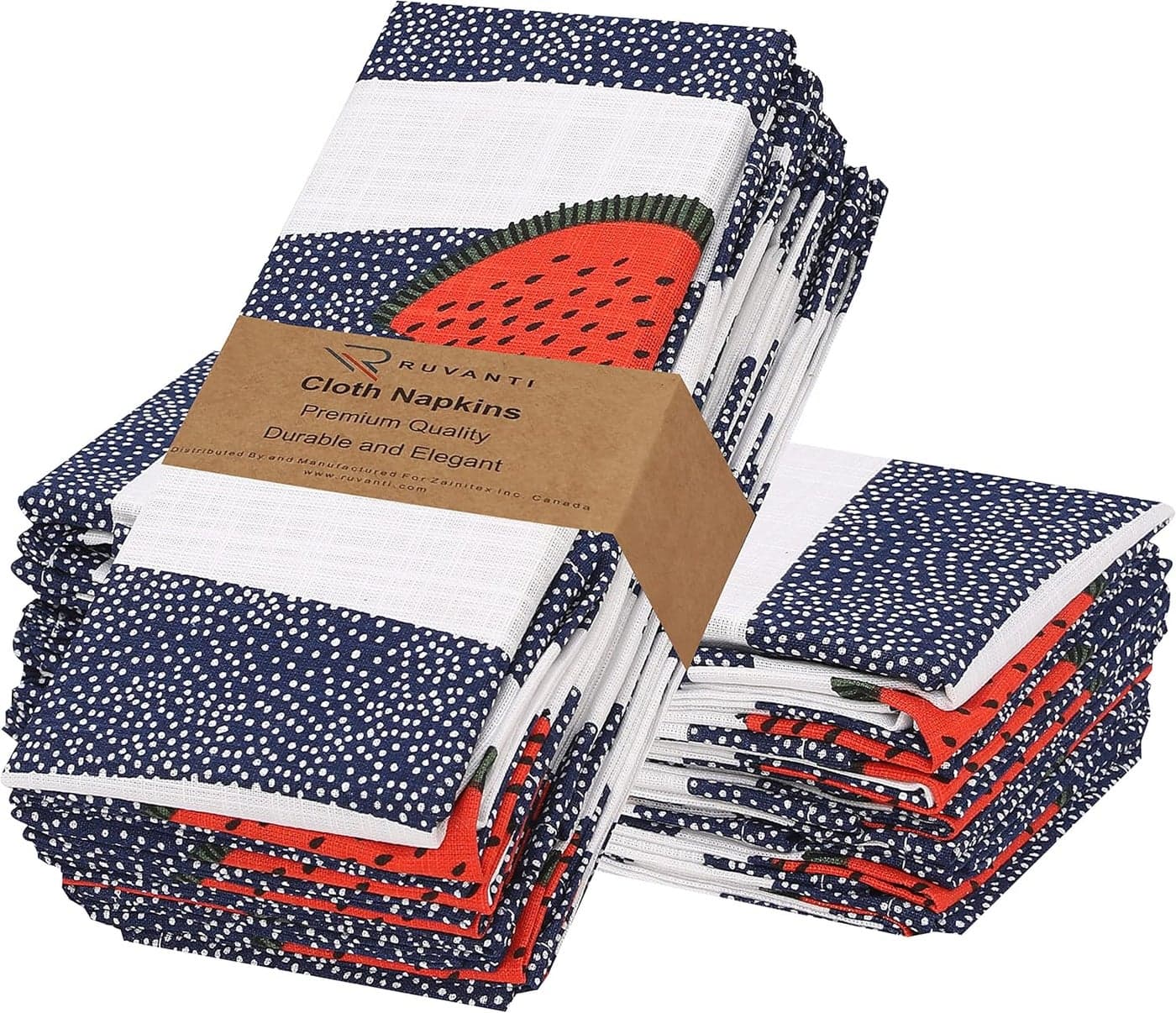 Ruvanti Cloth Napkins Set of 12 Cotton 100 18x18 Inches Napkins Cloth Washable Soft Absorbent Cotton Napkin for Parties Christmas Thanksgiving Weddings Dinner NapkinsCloth Watermelon