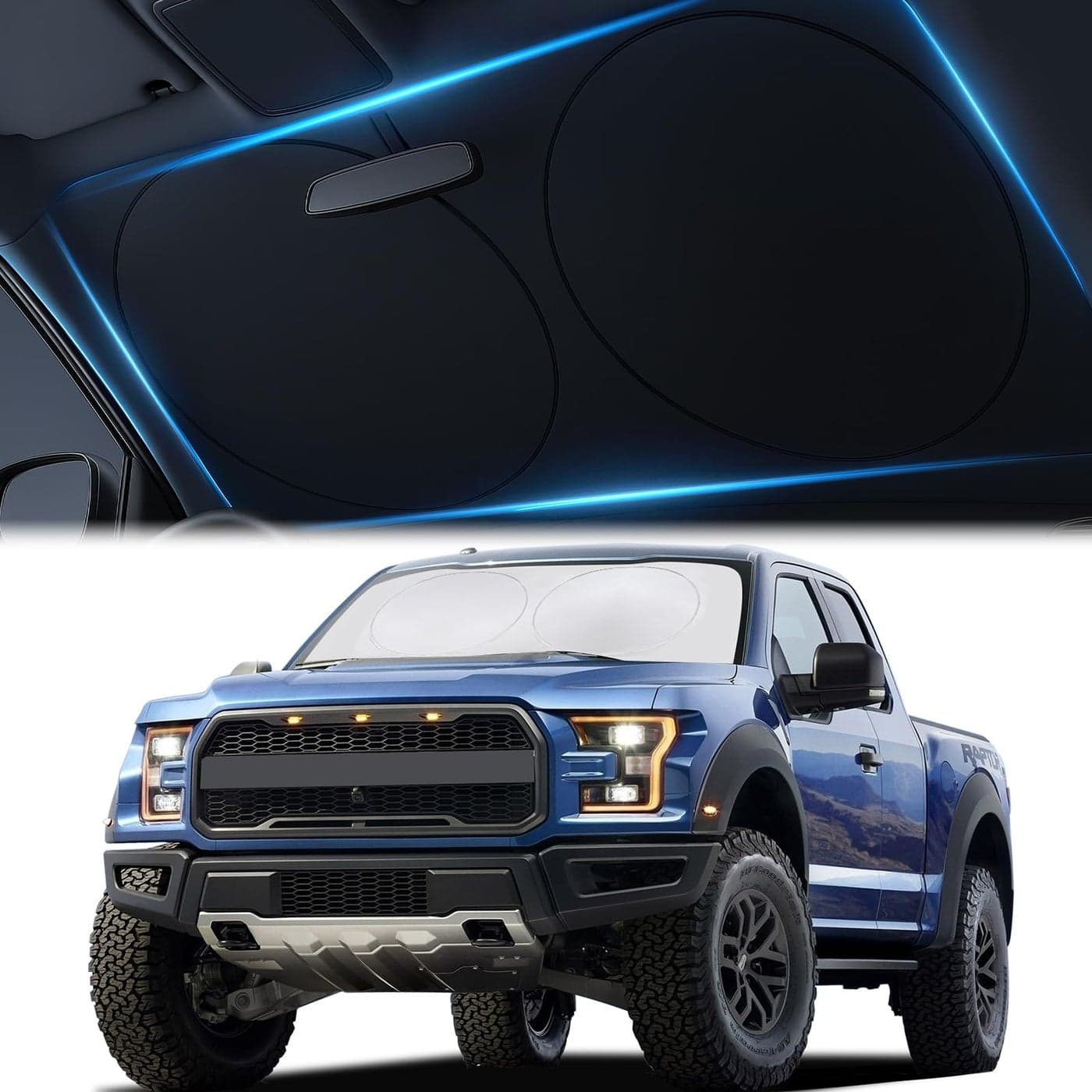 Magnelex Car Windshield Sunshade Innovative NoLightPass Technology for Maximum Protection Foldable Sun Shade Keeps Your Vehicle Cool Fit for Cars Trucks and SUVs XLarge 657 x 364 in