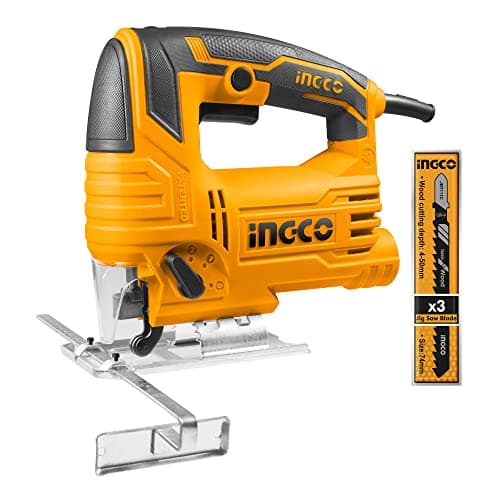 INGCO Jig Saw, Corded Saw, 570W | 800-3000rpm | 4 Step Pendulum Function | 5 Variable Speed Control Power Saw With 3pcs Saw Blades